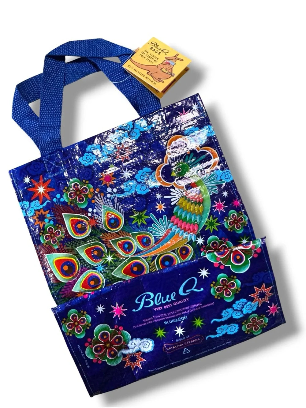 NEW NWT Blue Q PSYCHEDELIC PEACOCK Handy Tote Snacks Bag Recycled Reusable